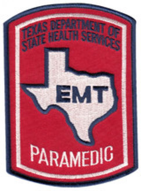 TEXAS PARAMEDIC EMT CENTER SHOULDER PATCH - SEW ON.